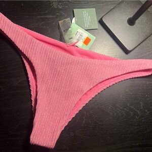 Tilly's Ribbed Pink Bikini Bottom - Bright Pink